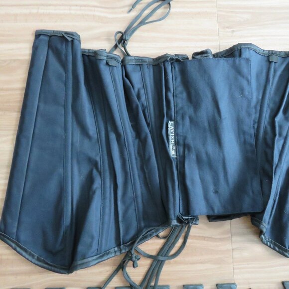 LAVISH BY DAISY CORSETS Steel Boned Satin Corset in Black Goth Vamp - Size XXL - Picture 10 of 11